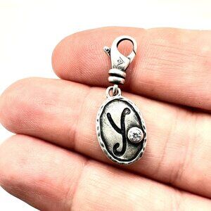Silpada Womens Charm Sterling Silver Crystal Initial "Y"